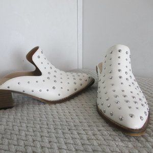 Arider Girl Leather Western Clogs US 9/Euro 40 White Studded Ankle Booties